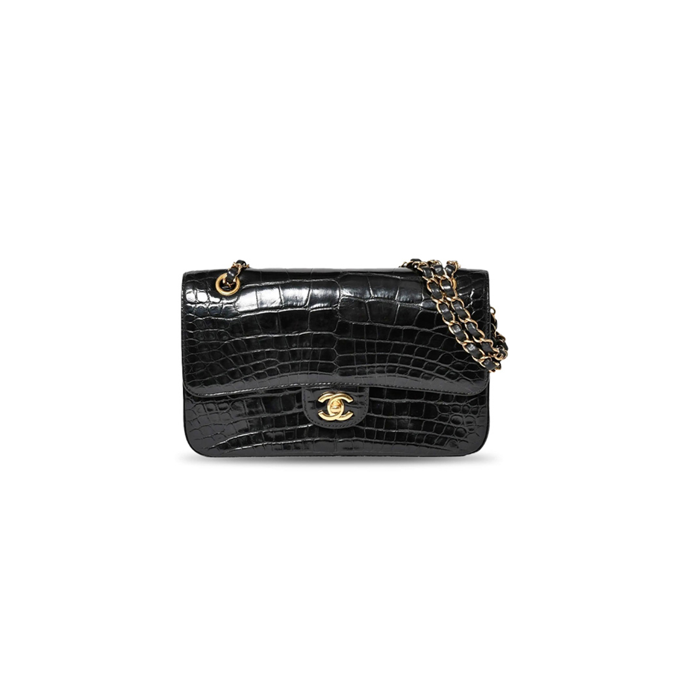 CHANEL MASTER CROCODILE MEDIUM DOUBLE FLAP BLACK (25*17*6cm)